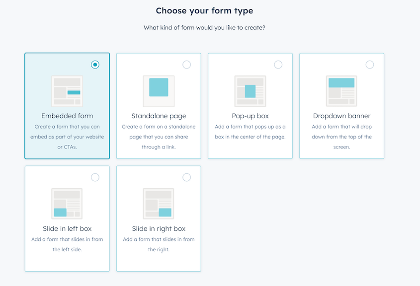 HubSpot form type